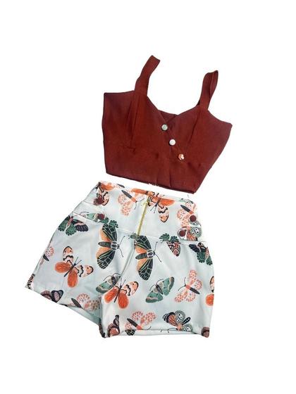 Imagem de Conjunto Plus Size Cropped Short com Ziper Estampado 46 ao 50 0043