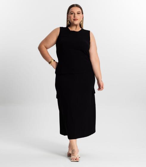 Imagem de Conjunto Plus Size Regata Com Saia Secret Glam Preto
