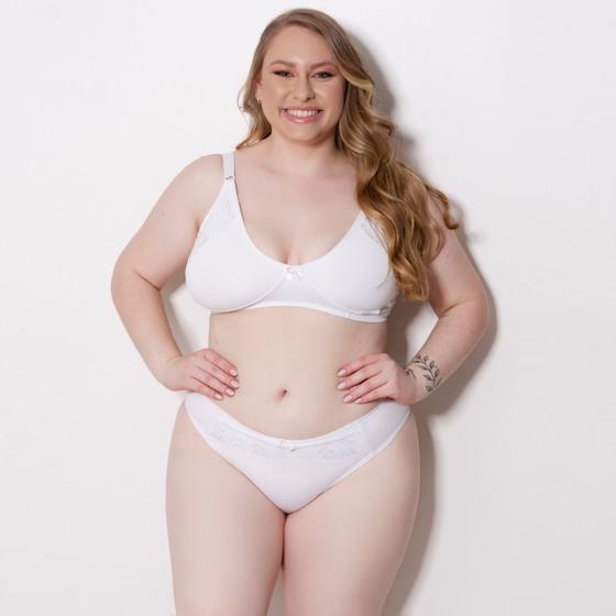 Imagem de Conjunto Plus Size sem Bojo em Microfibra e Renda