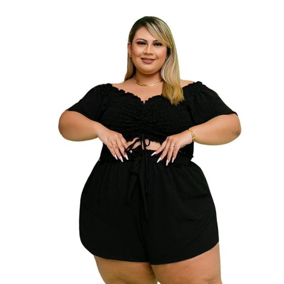 Imagem de Conjunto Plus Size XGG até 56 Cropped + Short Solto 0432