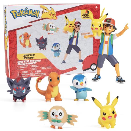 Imagem de Conjunto Pokémon Battle Ready - 6 Bonecos com Ash e Pikachu