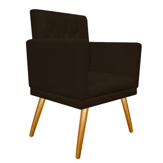 Imagem de Conjunto Poltrona Cadeira e Puff Nanda Capitonê Decorativa Sala Recepção material sintético Marrom - KDAcanto Móveis