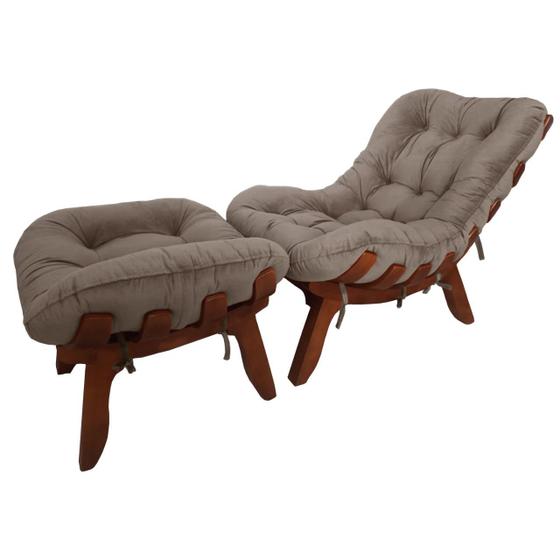 Conjunto Poltrona Decorativa Costela com Puff Costela Veludo Cappuccino - Wr Decor Menor preço em Conjunto Poltrona Decorativa Costela com Puff Costela Veludo Cappuccino - Wr Decor