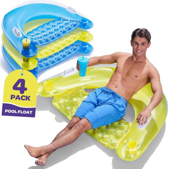 Imagem de Conjunto Pool Floats de 4 cadeiras infláveis para adultos com porta-copos