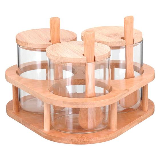 Imagem de Conjunto Porta Condimento Com Suporte 3 Peças