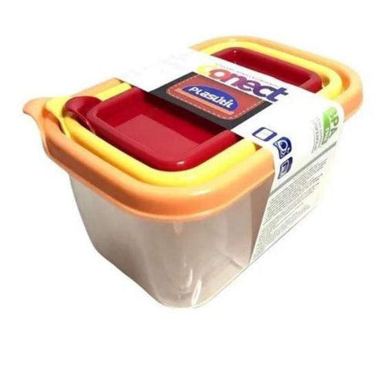 Conjunto Potes 3 Peças Conect Cozinha Organizar Menor preço em Conjunto Potes 3 Peças Conect Cozinha Organizar