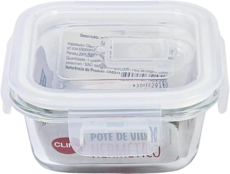 Imagem de Conjunto Potes De Vidro Hermético Marmita 525ml Quadrado