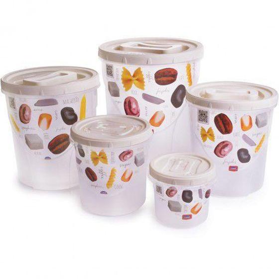 Conjunto Potes Mantimentos com 5 peças Decorado Plasútil Menor preço em Conjunto Potes Mantimentos com 5 peças Decorado Plasútil