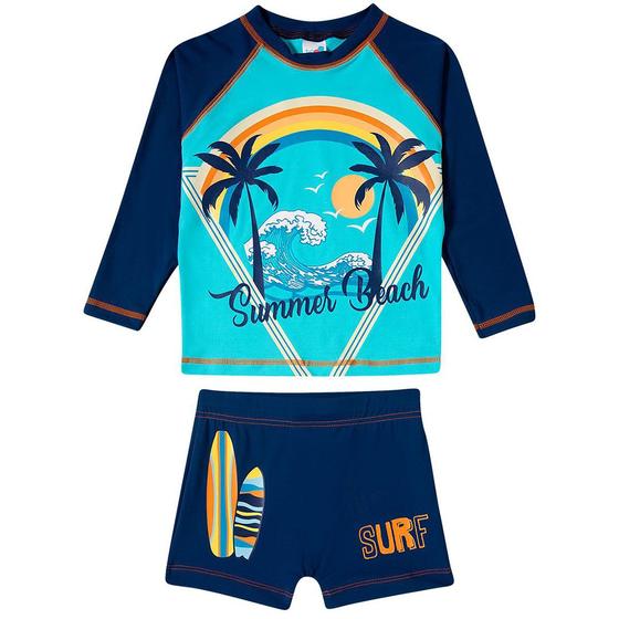 Imagem de Conjunto Praia Infantil Coqueiro Tropical Marinho Claro Tip Top