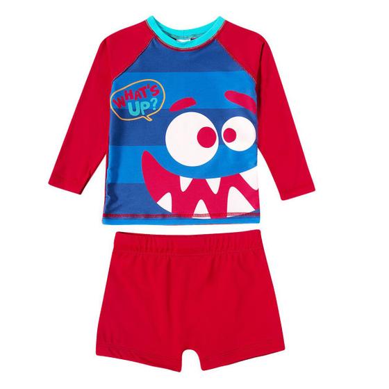 Imagem de Conjunto Praia Infantil Monstro Divertido Vermelho Tip Top