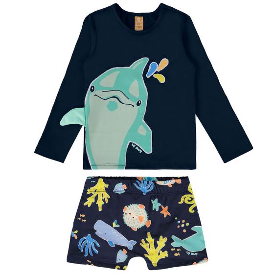 Imagem de Conjunto Praia Infantil Proteção UV Golfinho Marinho Up Baby