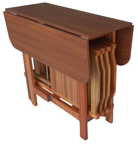 Conjunto Prático Mesa e 4 Cadeiras Dobrável Mel/Sinamão Bar Cozinha Lazer Menor preço em Conjunto Prático Mesa e 4 Cadeiras Dobrável Mel/Sinamão Bar Cozinha Lazer
