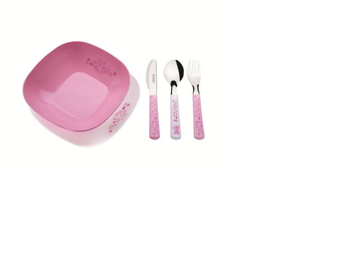 Imagem de Conjunto pratos e talheres infantil - Rosa