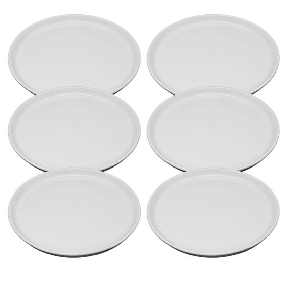Imagem de Conjunto Pratos Sobremesa Ceramica Raso Branco kit 6 Peças