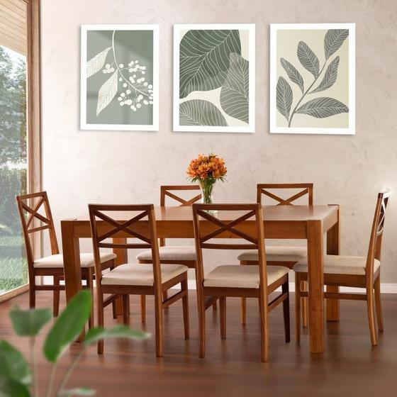 Imagem de Conjunto Primavera Mesa de Jantar Madeira Maciça com 6 Cadeiras CabeCasa MadeiraMadeira