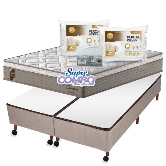 Imagem de Conjunto Probel Cameron Box Castor Bege King Size 193x203x70cm - Super Combo Feito Pra Você!