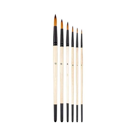 Imagem de Conjunto Profissional de 6 Pincéis Artísticos com Pontas Anti-Derramamento