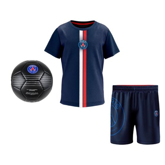 Imagem de Conjunto PSG Torcedor Infantil - Camisa + Short + Bola Black