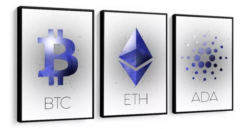 Imagem de Conjunto Quadro Criptomoeda Bitcoin Trader Finanças"