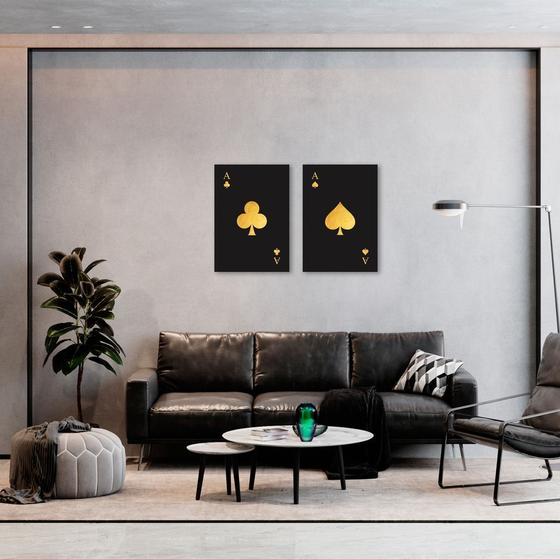 Imagem de Conjunto Quadro Decorativo As de Paus e Espada, Gold Sem Moldura