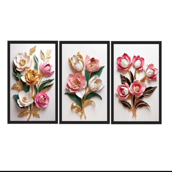 Imagem de Conjunto Quadro Decorativo buque de rosas"