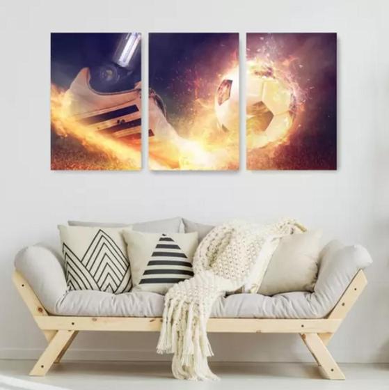 Imagem de Conjunto Quadro Decorativo Chuteira Com Fogo"