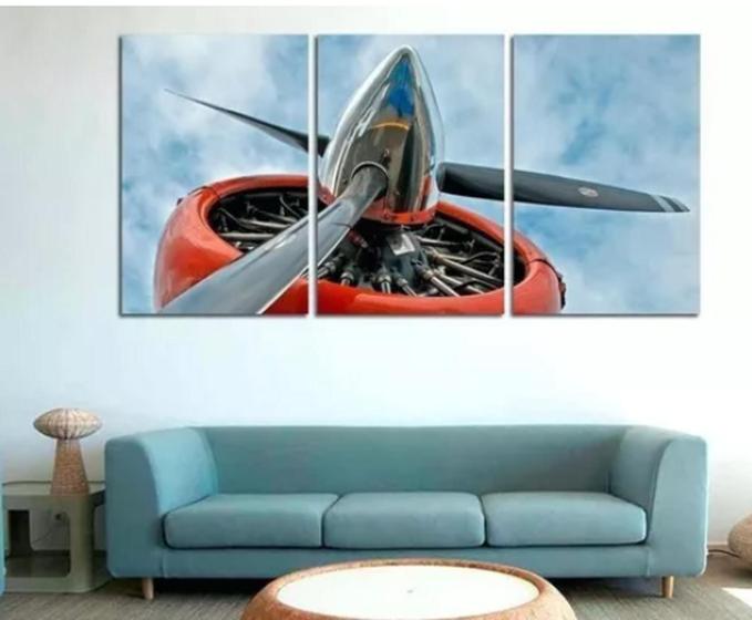 Imagem de Conjunto Quadro Decorativo motor avião"