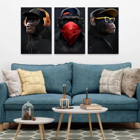 Imagem de Conjunto Quadro Decorativo Três Macacos Sábio"