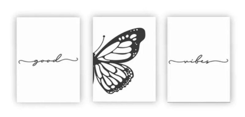 Imagem de Conjunto Quadro Good Vibes Borboleta"