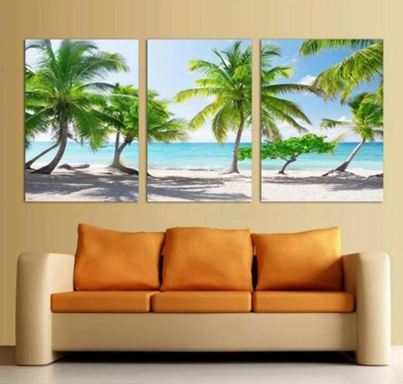 Imagem de Conjunto Quadro Paisagem Praia Coqueiros"