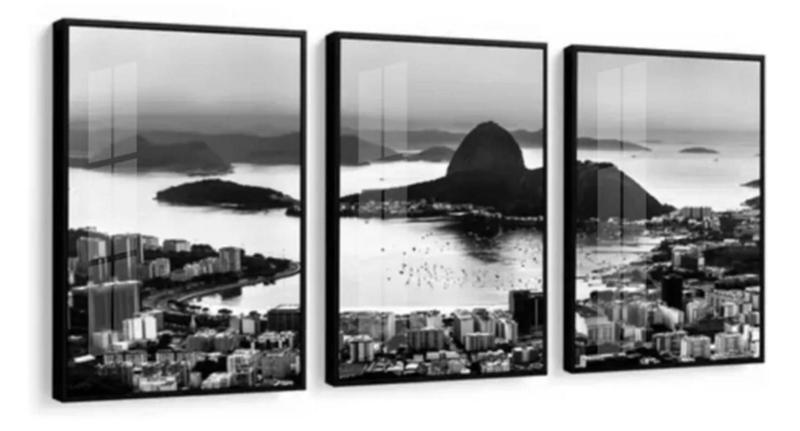 Imagem de Conjunto Quadro Rio De Janeiro Corcovado Preto E Branco "