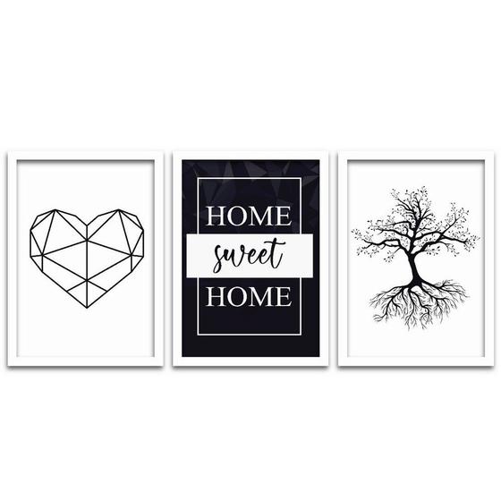 Imagem de Conjunto Quadros Decorativos 3 peças 20x30 Home Sweet Home