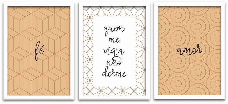 Imagem de Conjunto Quadros Decorativos 3 peças 40x60 Fé e Amor