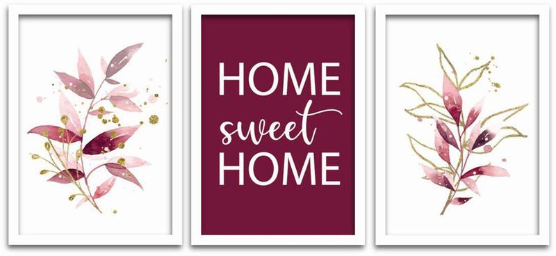 Conjunto Quadros Decorativos 3 peças 40x60 Home Sweet Home Menor preço em Conjunto Quadros Decorativos 3 peças 40x60 Home Sweet Home