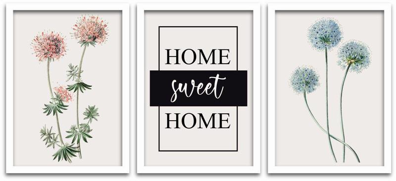 Imagem de Conjunto Quadros Decorativos 3 peças MDF 20x30 Sweet Home