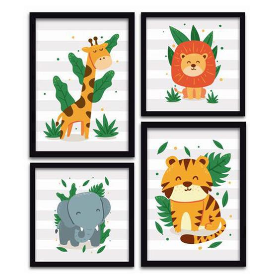 Imagem de Conjunto Quadros Decorativos 4 peças Mini Safari