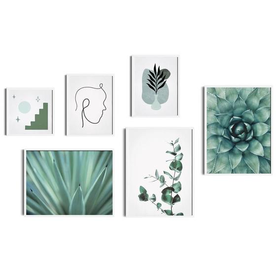 Imagem de Conjunto Quadros Vida E Natureza Arte Botânica Abstrata