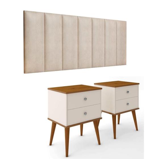 Imagem de Conjunto Quarto 2 Mesas De Cabeceira Berlim Com Painel de Cabeceira De Cama queen 1,60cm ENVIA SOMENTE 01 KIT