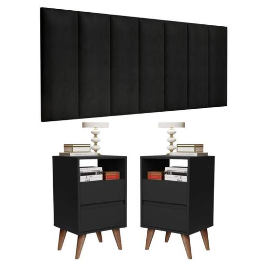 Imagem de Conjunto Quarto 2 mesas de Cabeceira Like e 1 Cabeceira Madri 1,60 Queen ENVIA SOMENTE 01 KIT