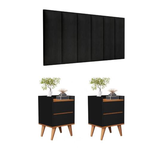 Imagem de Conjunto Quarto 2 Mesas De Cabeceira Verona Com Painel de Cabeceira De Cama Casal 1,40cm ENVIA SOMENTE 01 KIT