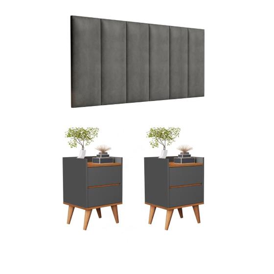 Imagem de Conjunto Quarto 2 Mesas De Cabeceira Verona Com Painel de Cabeceira De Cama queen 1,60cm ENVIA SOMENTE 01 KIT