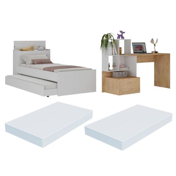 Imagem de Conjunto Quarto Bicama com Colchão e Baú/Escrivaninha Multimóveis MP4224