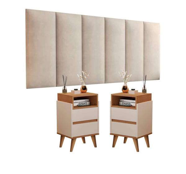 Imagem de Conjunto Quarto Com 2 Mesas De Cabeceira Slim E 1 Painel De Cabeceira 1,60 - Cores Diversas - Lojas G2 Móveis