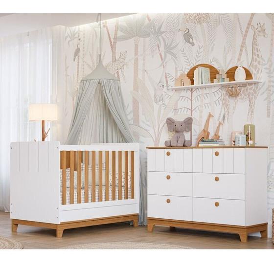 Imagem de Conjunto Quarto de Bebê 1 Berço 1 Cômoda 6 Gavetas Chantilly