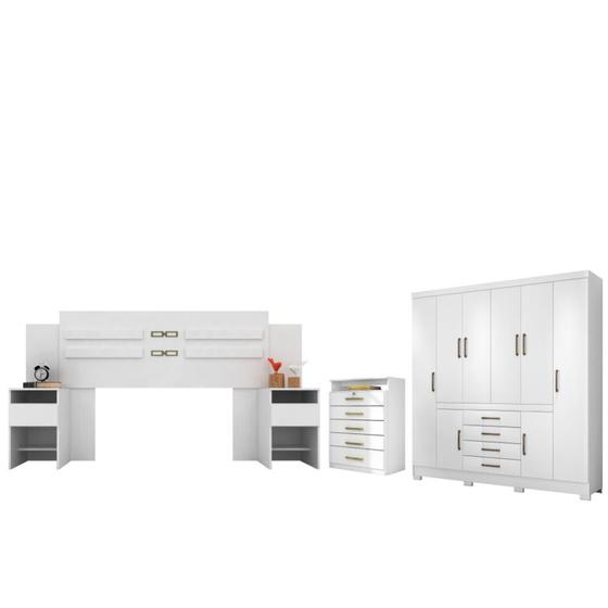 Imagem de Conjunto Quarto de Casal Completo Trieste Branco