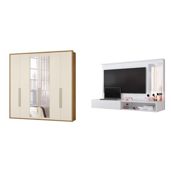 Imagem de Conjunto Quarto de Casal Guarda-Roupa 6 Portas com Espelho e Painel para TVs 43" Espresso Móveis