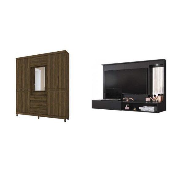 Imagem de Conjunto Quarto de Casal Guarda-Roupa com Espelho 10 Portas e Painel para TVs 43" Espresso Móveis