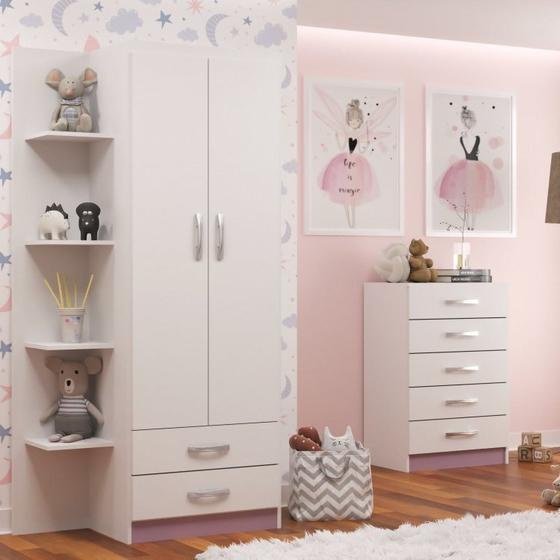 Conjunto Quarto Infantil com Roupeiro 2 Portas 2 Gavetas Cômoda 6 Gavetas Espresso Móveis Menor preço em Conjunto Quarto Infantil com Roupeiro 2 Portas 2 Gavetas Cômoda 6 Gavetas Espresso Móveis