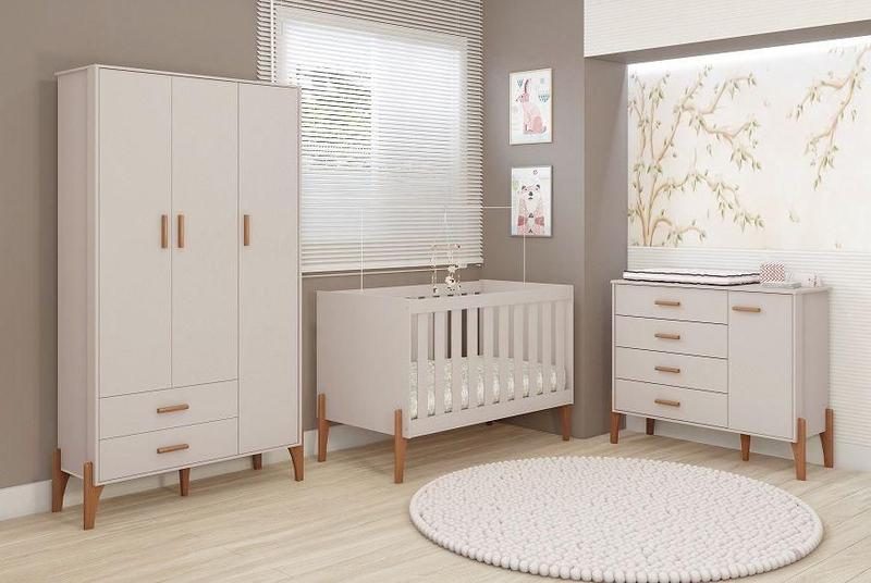 Imagem de Conjunto Quarto Infantil Completo Iris 100% MDF-Roupeiro-Cômoda-Berço-Moveis Estrela