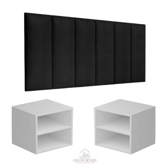 Imagem de Conjunto Quarto Mesas De Cabeceira + Cabeceira De Cama 1,40